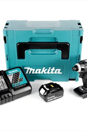 Offre Spéciale Makita DTD 146 B RT1J 18 V Li-ion Visseuse à chocs sans fil noir avec boîtier Makpac + 1x Batterie BL 1850 5,0 Ah + Chargeur DC 18 RC