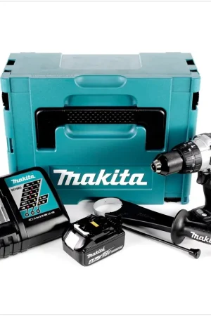 Acheter En Ligne Makita DHP 458 RM1JB 18V Li-ion Perceuse visseuse à percussion sans fil nouveau model 18 V noir Brushless en Coffret MAKPAC + 1x Batterie BL 1840 4 Ah + Chargeur DC 18 RC