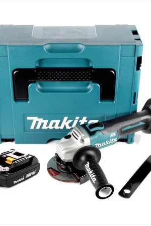 Pas Cher Makita DGA 456 A1J Meuleuse d'angle sans fil 18V, 115mm, sans balai + 1x Batterie 2,0 Ah + Makpac - sans chargeur