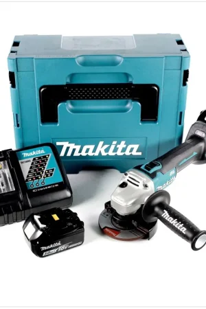 Makita DGA 456 RFJ Meuleuse d'angle sans fil 18V, 115mm, sans balai + 2x Batteries 3,0 Ah + Chargeur + Makpac Affaire À Saisir