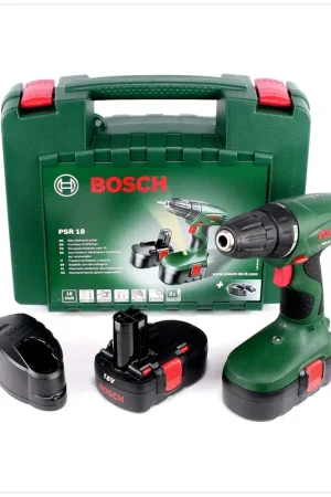 BOSCH PSR 18 V Perceuse-visseuse sans fil, dans Boîtier + 2x Batterie 18 V 2,5 Ah + Chargeur rapide AL 1830 CV ( 0603955371 ) Meilleure Vente