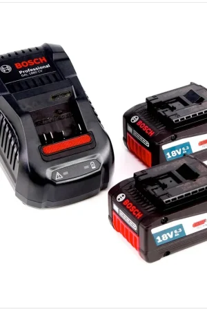 Bosch Basis Set 18 V + 2x Batteries GBA 6,3 Ah / 6300 mAh EneRacer Professional + Chargeur GAL 1880 ( 1600A00R1E ) Meilleur Prix