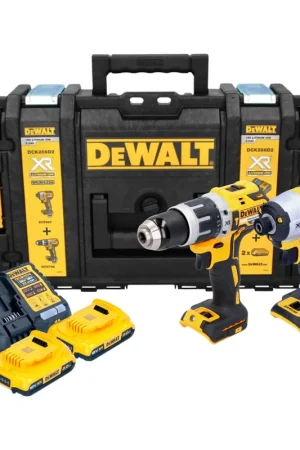 Vente Flash DeWalt DCK 266 D2 Pack 2 machines 18 V Li-Ion. DCF 887 Visseuse à chocs sans fil + DCD 796 Perceuse à percussion + 2 x Batteries DCB 183 2,0 Ah + Chargeur DCB 113 avec Boîtier