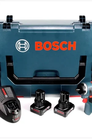 Bosch GSR 12V-20 HX Professional Visseuse sans fil avec boîtier L-Boxx + 2x GBA 12V 4 Ah Batteries + GAL 1230 Chargeur Must-Have