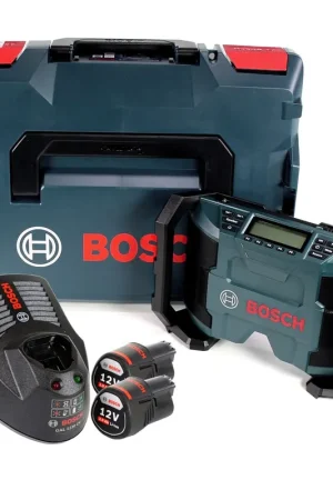 Seulement Aujourd'hui Radio de chantier à batterie Bosch GPB 12V-10 12V + 2x batteries 3,0Ah + chargeur + L-Boxx