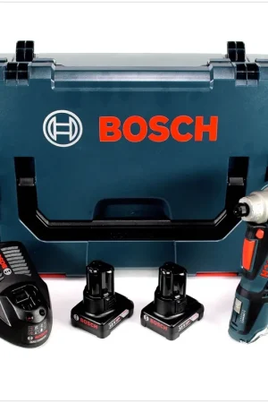 Bosch GWI 12V-5 Professional Visseuse d’angle sans fil avec boîtier L-Boxx + 2x Batteries GBA 12 V 4,0 Ah + 1x Chargeur GAL 1230 Prix Réduit