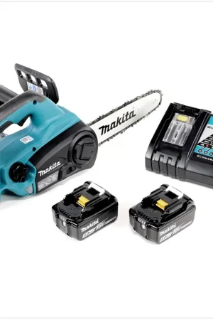 Makita DUC 252 RT Tronçonneuse d'élagage sans fil avec 2 x 18 V = 36 V de puissance avec 2 x Batteries BL 1850 5,0 Ah + Chargeur rapide DC 18 RC Vente Directe