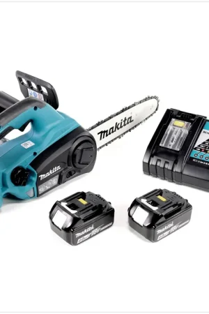 Makita DUC 252 RM Tronçonneuse d'élagage sans fil avec 2 x 18 V = 36 V de puissance avec 2 x Batteries BL 1840 4,0 Ah + Chargeur rapide DC 18 RC Offre Exclusive