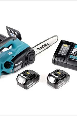 Makita DUC 252 RF Tronçonneuse d'élagage sans fil avec 2 x 18 V = 36 V de puissance avec 2 x Batteries BL 1830 3,0 Ah + Chargeur rapide DC 18 RC Vente Directe