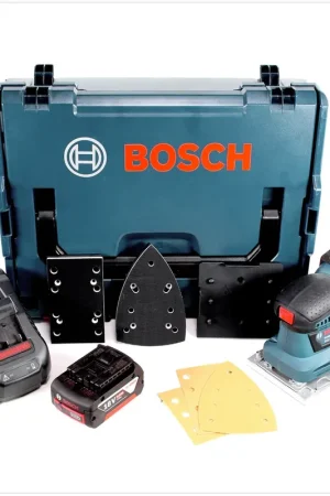 Marque Bosch Professional GSS 18 V-10 Ponceuse vibrante sans fil avec boîtier L-Boxx + 2 x Batteries GBA 6,0 Ah + Chargeur rapide GAL 1880 CV