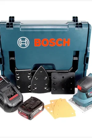 Bon Marché Bosch Professional GSS 18 V-10 Ponceuse vibrante sans fil avec boîtier L-Boxx + 1 x Batterie GBA 3,0 Ah + Chargeur rapide GAL 1880 CV