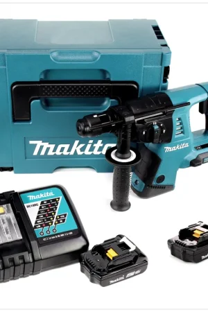 Soldes Makita DHR 264 2 x 18 V / 36 V Li-Ion SDS Plus Perforateur burineur sans fil avec boîtier Makpac 4 inclus 2 x BL 1820 18 V 2,0 Ah Batteries + 1 x DC18RC Chargeur