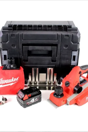Bon Plan Milwaukee M18 BP - 401 18 V Rabot sans fil avec boîtier Stanley TSTAK + 1x Batterie M18 B4 4,0 Ah - sans Chargeur