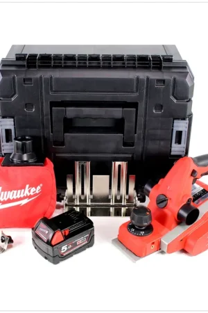 Nouvel Arrivage Milwaukee M18 BP - 501 Rabot sans fil 18 V + 1x Batterie M18 B5 5,0 Ah + Coffret Stanley TSTAK