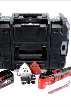 Affaire À Saisir Milwaukee M18 BMT 18 V Outil multifonctions sans fil avec boîtier Stanley + 1x M18 B4 4,0 Ah Batterie