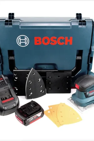 Prix Réduit Bosch Professional GSS 18 V-10 Ponceuse vibrante sans fil avec boîtier L-Boxx + 1x GBA 4,0 Ah Batterie + GAL 1880 Chargeur rapide