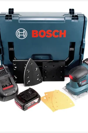 Bosch Professional GSS 18 V-10 Ponceuse vibrante sans fil avec boîtier L-Boxx + 2 x GBA 4,0 Ah Batteries + GAL 1880 Chargeur rapide Authentique
