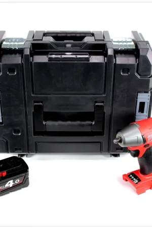 Milwaukee M18 FIWF 38 - 401 18V Boulonneuse à chocs sans fil avec boîtier Stanley TSTAK II + 1x M18 B4 4,0 Ah Batterie Offre Limitée
