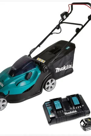 Makita DLM 431 PF2 18V / 36V Li-ion Tondeuse sans fil + 2x BL1830 3,0 Ah Batteries + DC 18 RD Chargeur Offre Exclusive