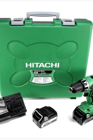 Hitachi DV 18 DGL Perceuse-visseuse à percussion 18 V + 2x Batteries Hitachi BSL 1850 5,0 Ah + Chargeur Hitachi UC 18YFSL 14,4 - 18 V + Coffret Satisfait Ou Remboursé