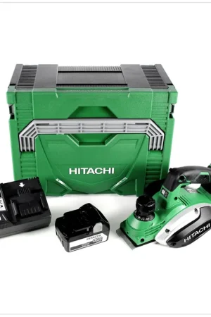 Meilleure Vente Hitachi P 18 DSL Rabot sans fil 18 V Li-Ion 82 mm + 2x Batteries Hitachi BSL 1850 18 V 5,0 Ah + Chargeur sans fil Hitachi UC 18YSL3 14,4 - 18 V + Coffret de transport Hitachi Sytem Case HSC Typ 3
