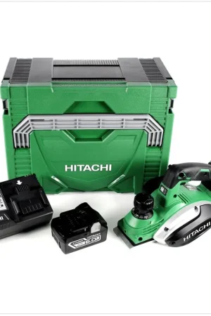 Remise Hitachi P 18 DSL Rabot sans fil 18 V Li-Ion 82 mm + 2x Batteries Hitachi BSL 1860 18 V 6,0 Ah + Chargeur sans fil Hitachi UC 18YSL3 14,4 - 18 V + Coffret de transport Hitachi Sytem Case HSC Typ 3