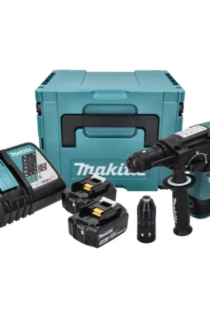 Soldes Makita DHR 243 RFJ Perforateur sans fil Brushless avec SDS-Plus + 2x Batteries 3.0 Ah + Chargeur + Makpac
