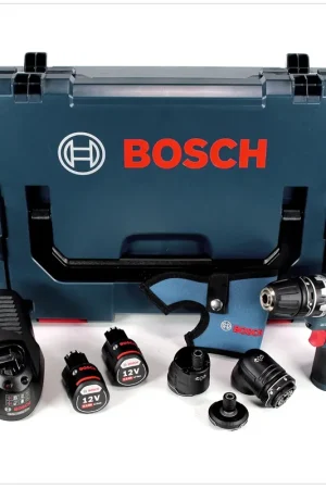 Bosch GSR 12V-15 FC Professional FlexiClick Perceuse-visseuse sans fil avec Boîtier L-Boxx 2x Batteries 2 Ah + Chargeur + 3 Porte-embout ( 06019F6000 ) Réduction