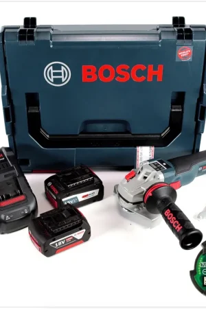 Bosch GWS 18 V-125 SC Professional 125 mm Meuleuse angulaire sans fil avec boîtier L-Boxx + Module Bluetooth GCY 30-4 + 2x Batteries GBA 5,0 / 6,3 EneRacer Ah + Chargeur Promotion Saisonnière