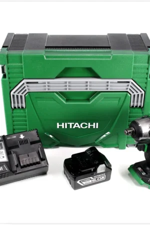 Hitachi WR 18 DBDL2 Visseuse à chocs sans fil Brushless Li-Ion 18 V + Boîtier système Hitachi + 1x Batterie 6,0 Ah + Chargeur Réduction