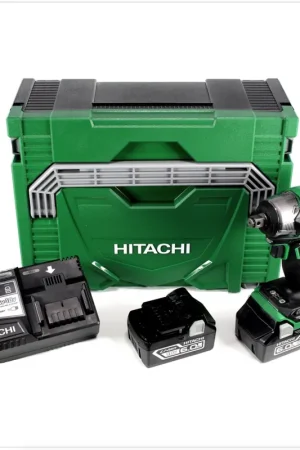 Offre Limitée Hitachi WR 18 DBDL2 Visseuse à chocs sans fil Brushless Li-Ion 18 V + Boîtier système Hitachi + 2x Batteries 6,0 Ah + Chargeur