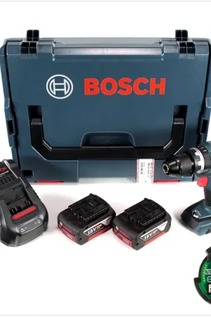 Remise Bosch GSB 18 V-60 C Professional Perceuses-visseuses à percussion sans fil Brushless avec boîtier L-Boxx + 2x Batteries GBA 6,0 Ah + Chargeur + Module Bluetooth GCY 30-4