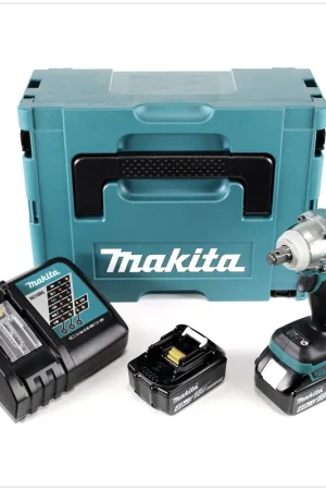 Nouvelle Collection Makita DTW 285 RMJ 18 V Li-Ion Boulonneuse à chocs sans fil avec boîtier Makpac + 2x Batteries BL 1840 4,0 Ah + Chargeur rapide DC18RC