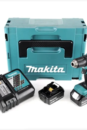 Makita DDF 483 RMJ 18 V Perceuse visseuse sans fil avec boîtier Makpac + 2x Batteries BL 1840 4,0 Ah + Chargeur DC18RC Vente Directe
