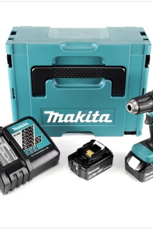 Dernière Chance Makita DDF 483 RTJ 18 V Perceuse visseuse sans fil avec boîtier Makpac + 2x Batteries BL 1850 5,0 Ah + Chargeur DC18RC