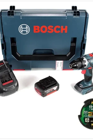 Bosch GSR 18 V-60 C Professional Brushless Li-Ion Perceuse-visseuse sans fil avec boîtier L-Boxx + Module de connectivité Bluetooth GCY 30-4 + 1x Batterie GBA 6,0 Ah + Chargeur GAL 1880 CV Dernière Chance