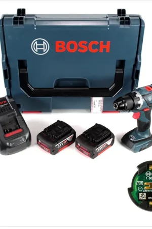 Bosch GSR 18 V-60 C Professional Brushless Li-Ion Perceuse-visseuse sans fil avec boîtier L-Boxx + Module de connectivité Bluetooth GCY 30-4 + 2x Batteries GBA 6,0 Ah + Chargeur GAL 1880 CV Commander Vite