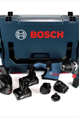 Bosch GSR 12V-15 FC Professional FlexiClick Perceuse-visseuse sans fil avec Boîtier L-Boxx + 2x Batteries 4 Ah + Chargeur + 3 Porte-embout Seulement Aujourd'hui