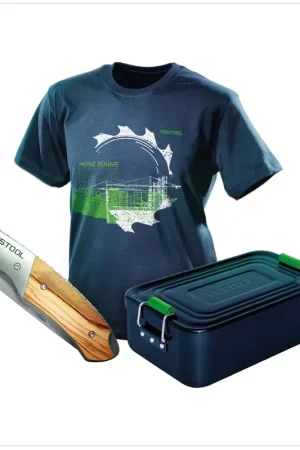 Acheter En Ligne Festool Paquet pour Fan 2017 + T-Shirt taille S + Boîte à sandwich Vesper + Couteau de poche pliant