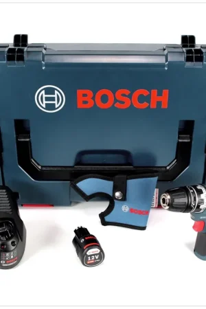 Seulement Aujourd'hui Bosch GSR 12V-15 FC Professional Perceuse-visseuse sans fil FlexiClick avec batterie 2 Ah + chargeur dans L-Boxx