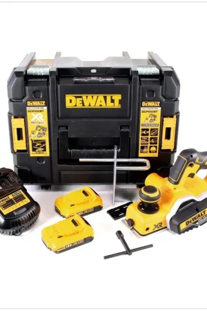 Prix Cassé DeWalt DCP 580 D2 18 V Rabot sans fil 82 mm avec boîtier TSTAKVI + 2x Batteries DCB 183 2,0 Ah + 1x Chargeur DCB 115