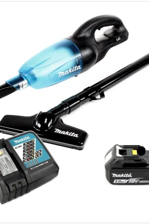 Makita DCL 180 B 18V Li-Ion Aspirateur compact sans fil Noir + 1x Batterie BL 1850 5,0 Ah + Chargeur rapide DC 18 RC Expédié Aujourd'hui