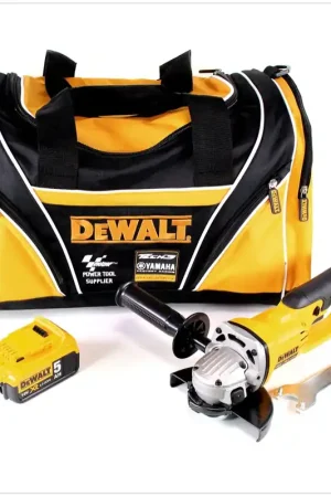 DeWalt DCG 412 - 18 V 125 mm XR Li-Ion Meuleuse sans fil avec sac de transport + 1x Batterie DCB 184 18 V 5 Ah / 5000 mAh XR Li-Ion - sans Chargeur Seulement Aujourd'hui