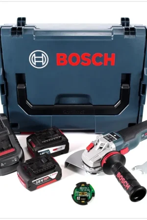 Bosch GWS 18 V-150 SC Professional Meuleuse angulaire sans fil Ø 150 mm avec boîtier L-Boxx + Module de connectivité Bluetooth GCY 30-4 + 2x Batteries GBA 6,0 Ah + 6,3 Ah + Chargeur GAL 1880 Must-Have