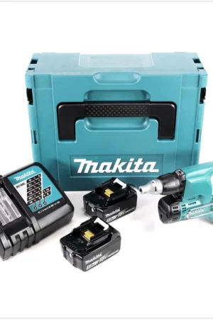Makita DFS 450 RTJ 18 V Visseuse plaque de plâtre sans fil avec boîtier Makpac + 2x Batteries BL 1850 5,0 Ah + 1x Chargeur rapide DC 18 RC Prix Cassé