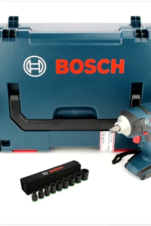 Bosch GDS 18 V-EC 250 Professional Boulonneuse à chocs sans fil avec boîtier L-Boxx ( 06019D8101 ) + Set de 9 douilles Impact 1/2" ( 2608551100 ) Expédition Rapide
