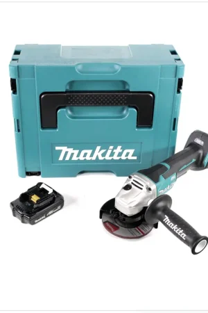 Makita DGA 455 Y1J 18 V 115 mm Brushless Li-Ion Meuleuse d'angle sans fil avec boîtier MakPac + 1x Batterie BL 1815 N 1,5 Ah Li-Ion - sans Chargeur Dernière Chance