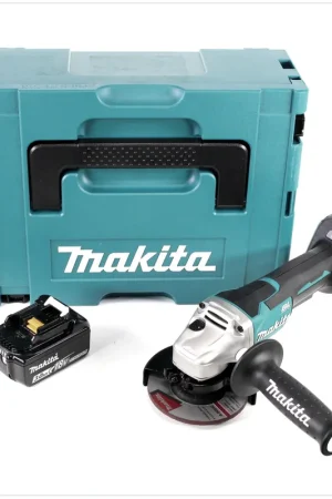 Makita DGA 455 F1J 18 V 115 mm Brushless Li-Ion Meuleuse d'angle sans fil avec boîtier MakPac + 1x Batterie BL 1830 3,0 Ah Li-Ion - sans Chageur Commander Vite