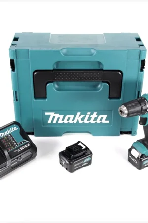 Makita DF 331 DSMJ 10,8 V Li-Ion Perceuse visseuse sans fil avec boîtier Makpac + 2x Batterie Makita BL 1040 B 10,8 V 4,0 Ah + Chargeur rapide DC10SA Certifié