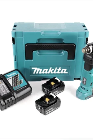Prix Cassé Makita DTM 51 RTJ 18V Li-Ion Découpeur-ponceur multifonctions sans fil avec boîtier Makpac + 2x Batteries BL 1850 5,0 Ah Li-Ion + Chargeur rapide DC 18 RC
